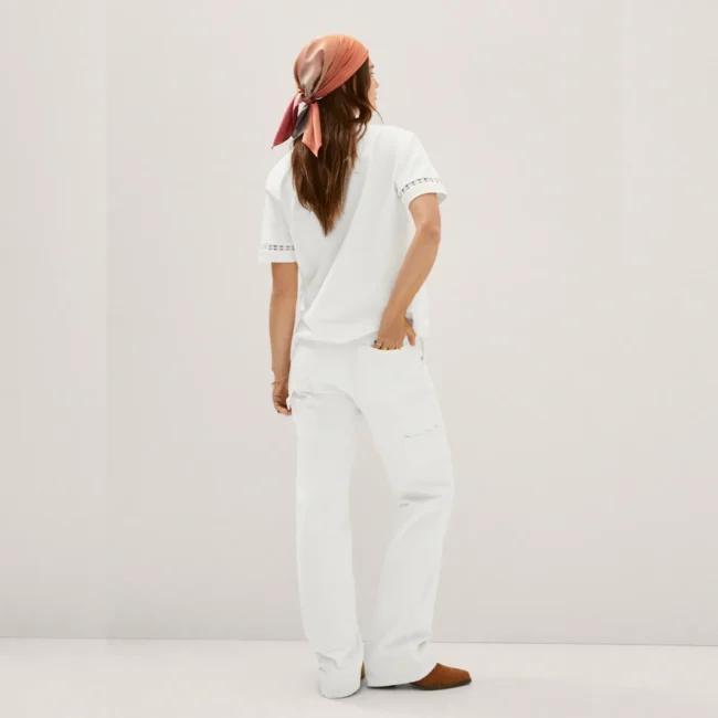 Embroidered White Cotton T-Shirt — изображение 4