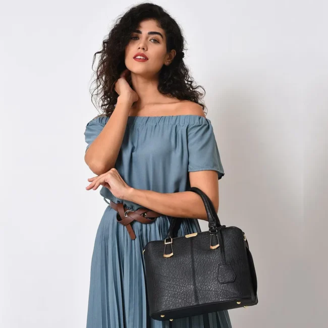 Women's Leather Handbag (Black) — изображение 4