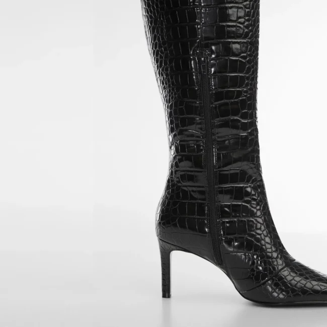 Black Croc-Effect Based Stiletto Boots — изображение 5