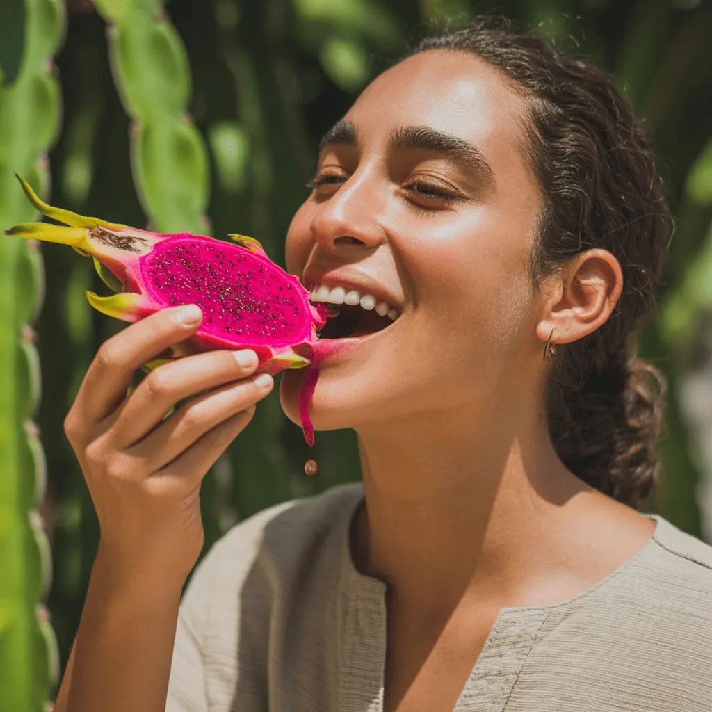 Drachenfrucht zu mund