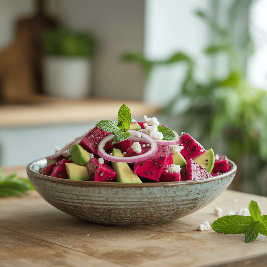 Roter Pitahaya-Salat.