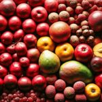 colorful tropical fruits market