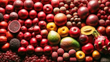 colorful tropical fruits market