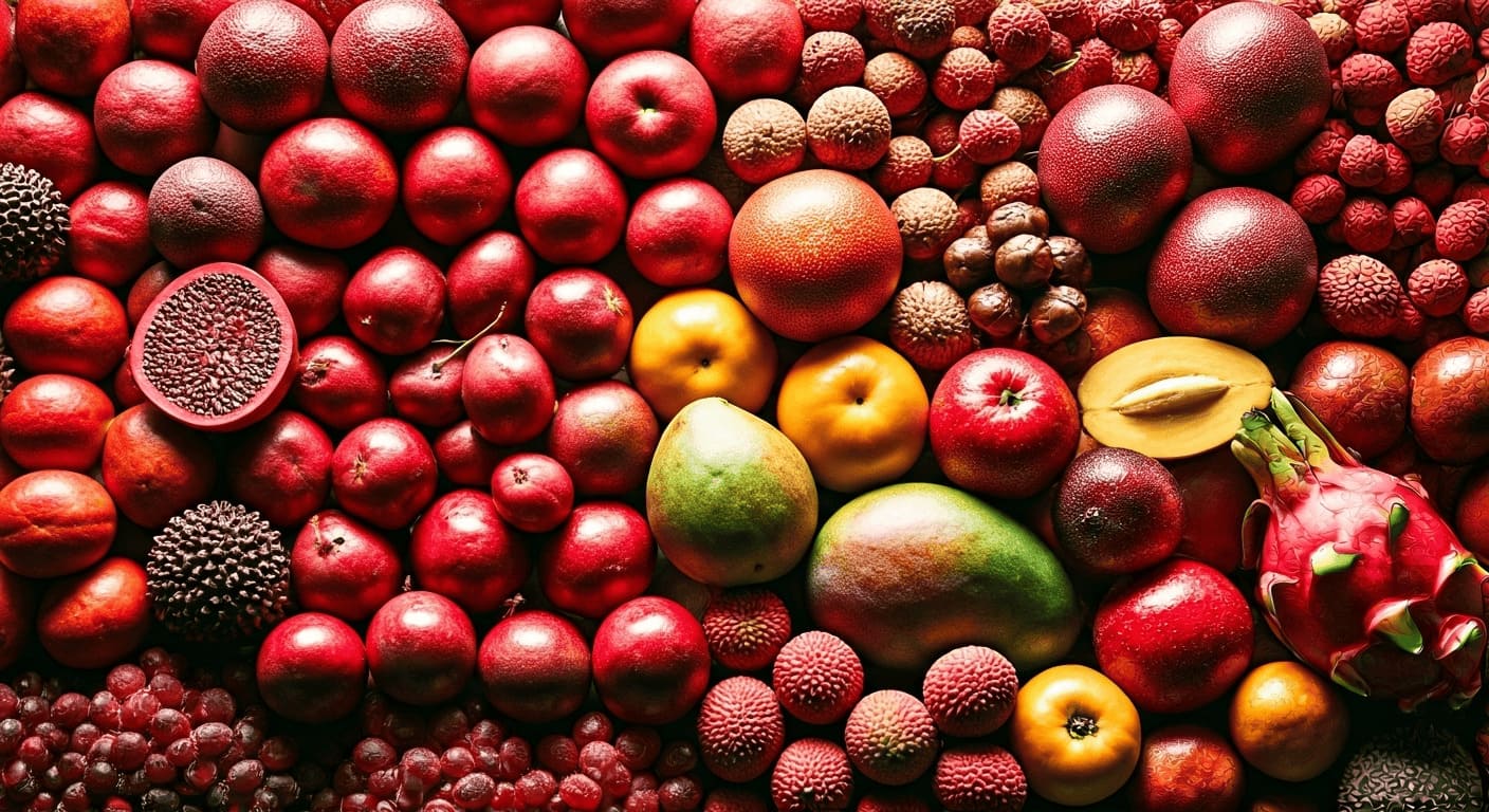 colorful tropical fruits market
