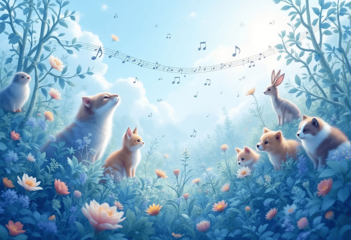 animals and musical notes