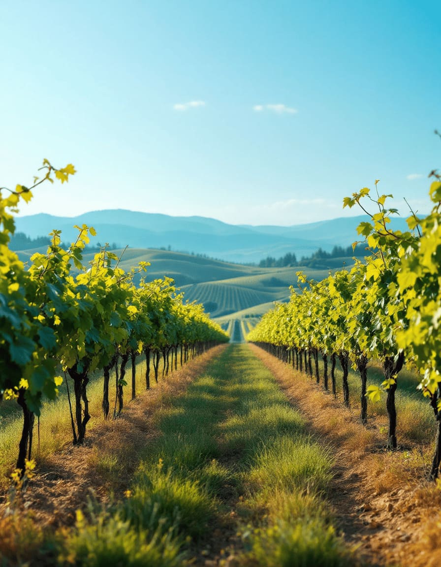 vineyard rows in tuscany italy