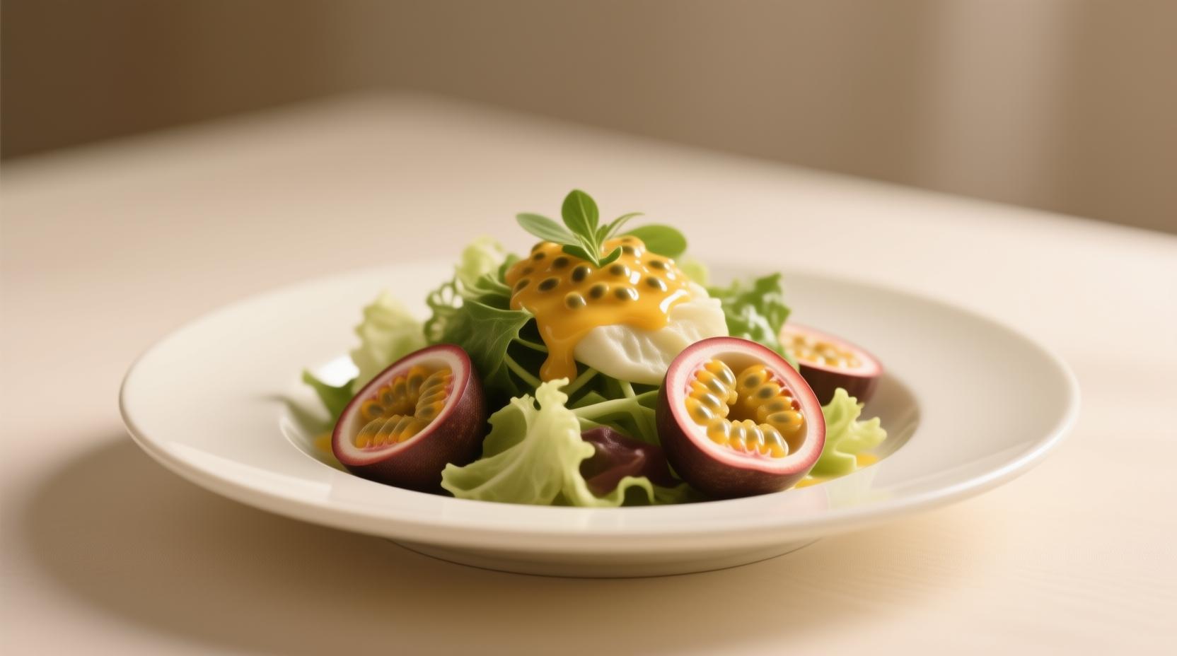 salad with passion fruit dressing