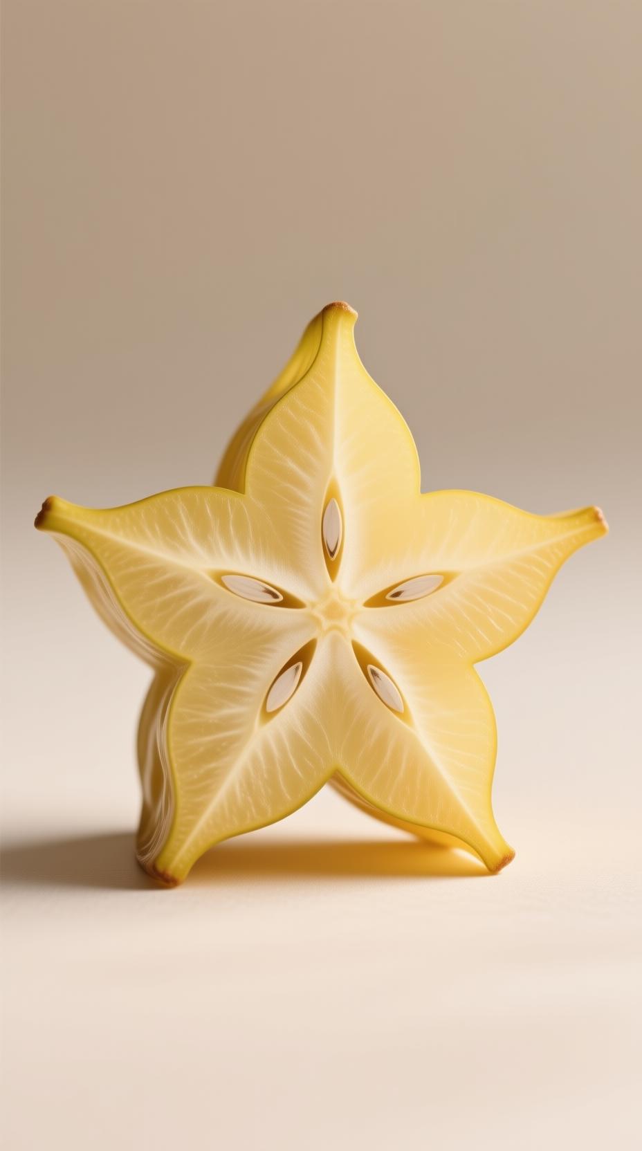 star fruit carambola cut cross section close up showing star shape