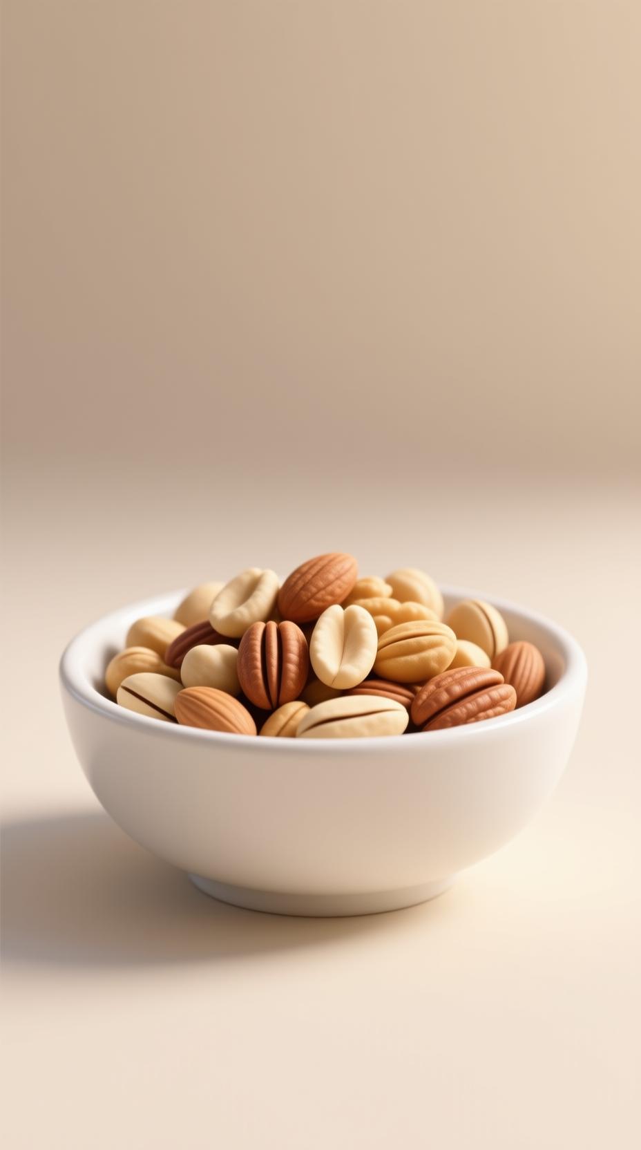 mixed nuts in white bowl healthy snack lifestyle photo