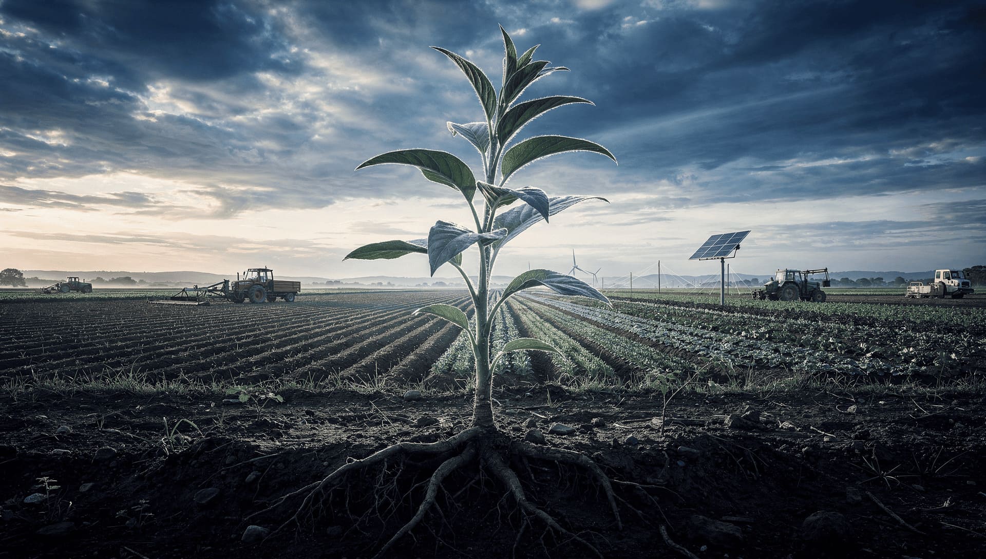 conceptual image of plant migration, agricultural transformation