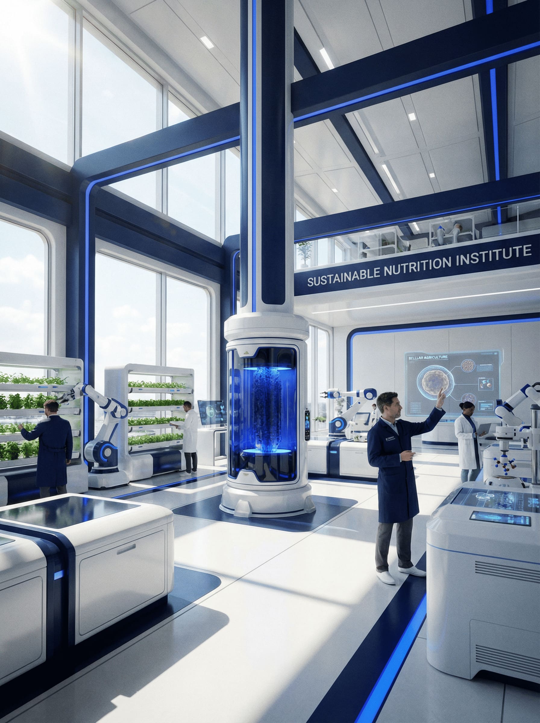 futuristic food laboratory with scien